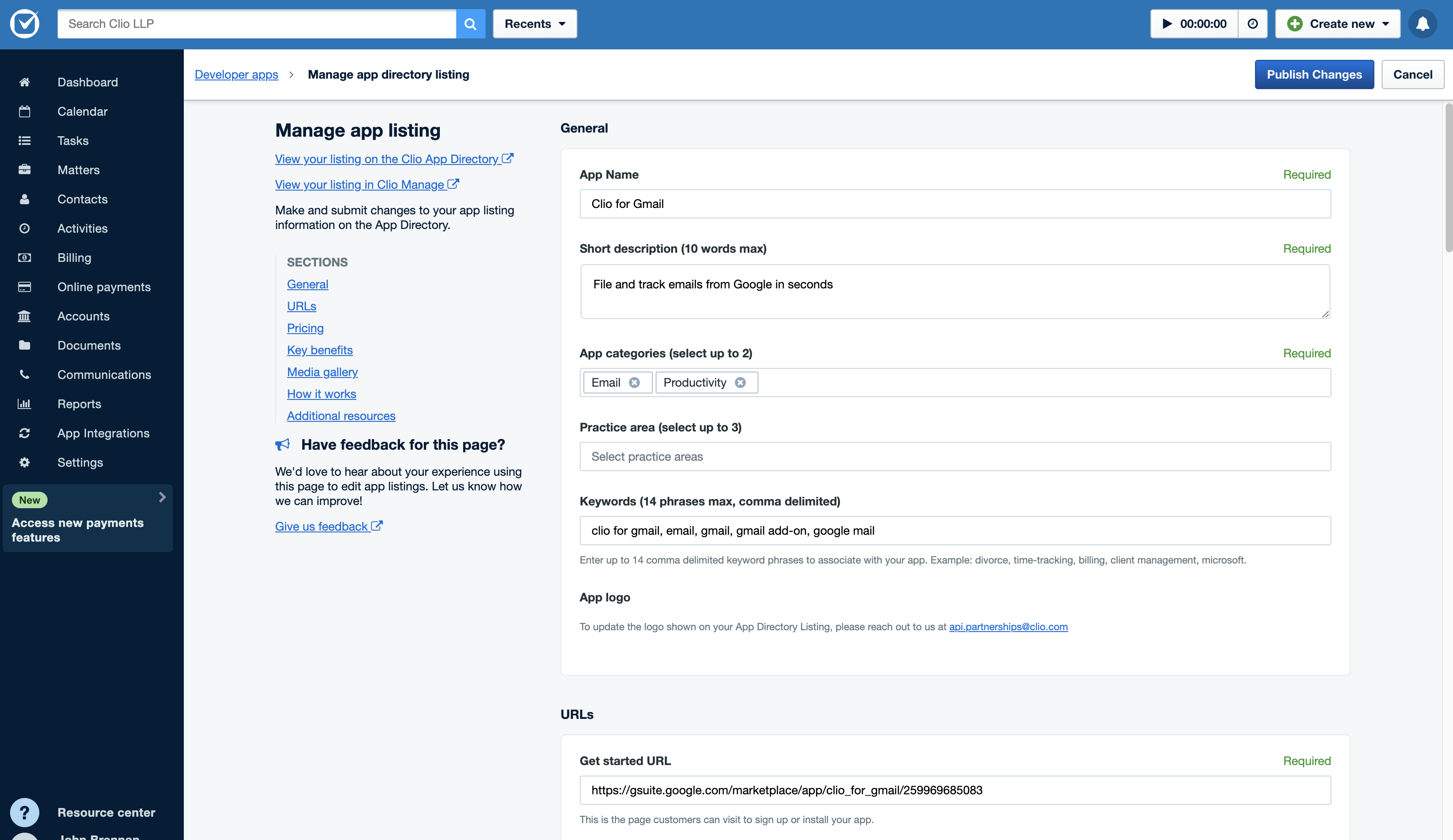 Edit your application's listing in the Clio App Directory | Clio ...